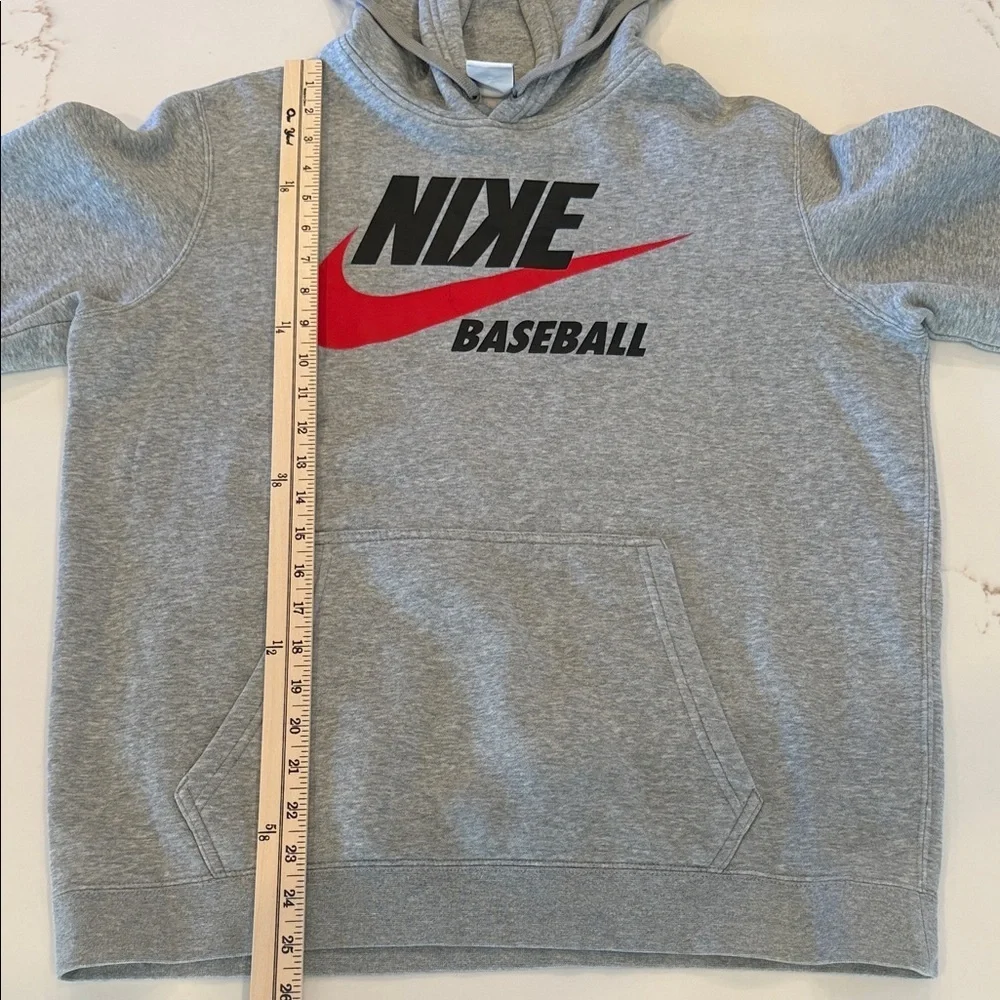 Nike Baseball Pullover Hoodie Gray Swoosh Logo Sweatshirt Men’s M